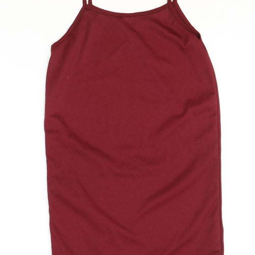Boohoo Womens Red Polyester Slip Dress Size 4 Scoop Neck Pullover