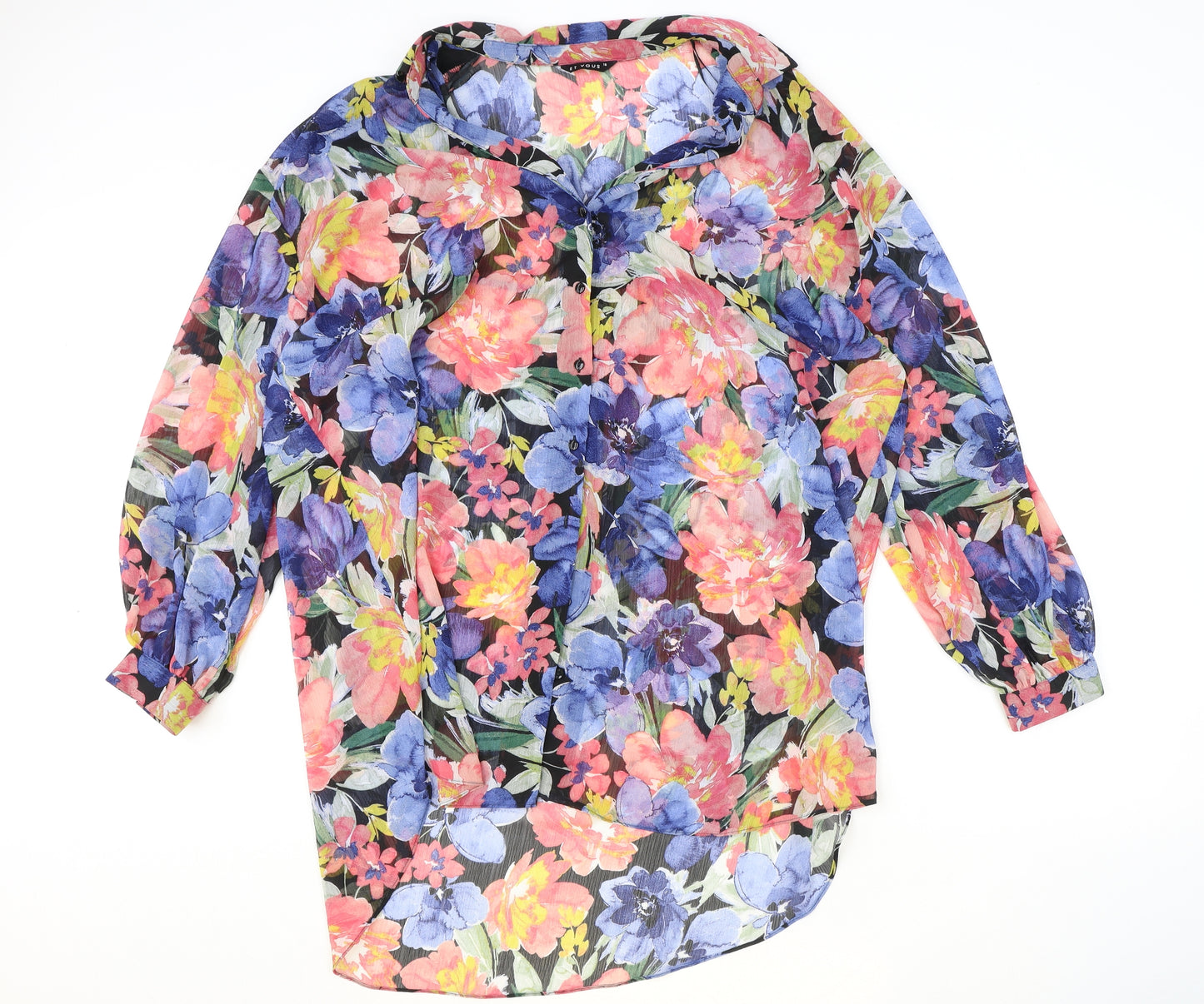 Et Vous Womens Multicoloured Floral Polyester Basic Button-Up Size 18 Collared