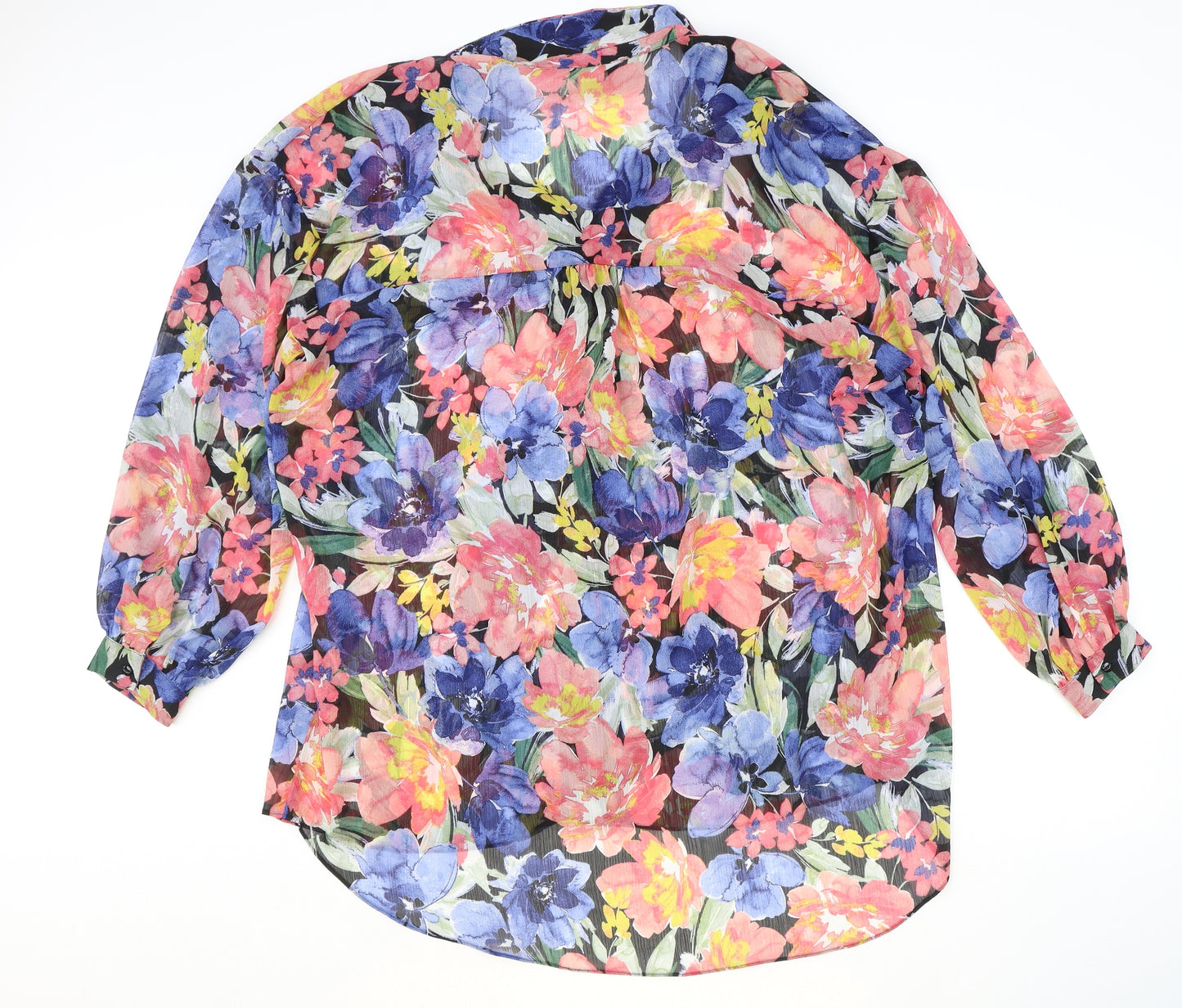 Et Vous Womens Multicoloured Floral Polyester Basic Button-Up Size 18 Collared