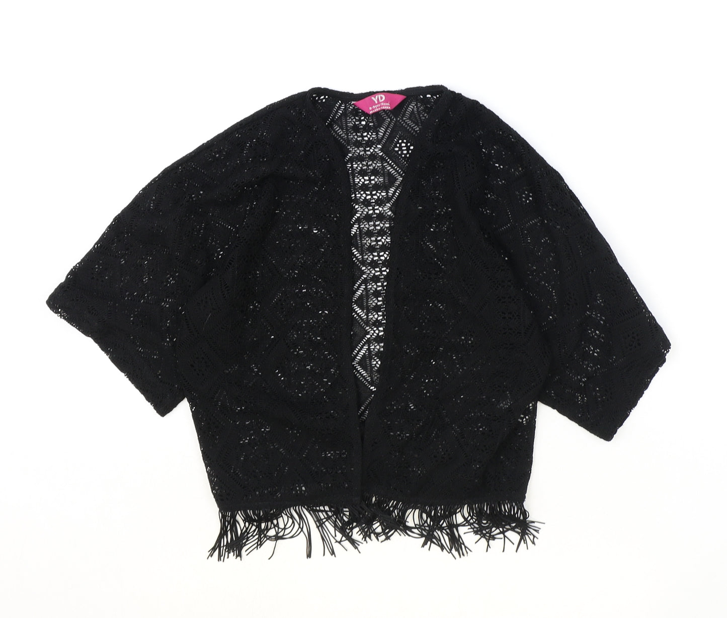 Young Dimension Girls Black Polyester Kimono Blouse Size 8-9 Years V-Neck Pullover