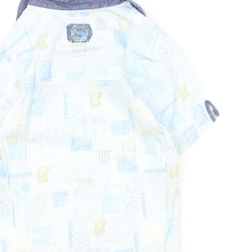 MINIMODE Boys Blue Geometric 100% Cotton Basic Polo Size 5-6 Years Collared Drawstring
