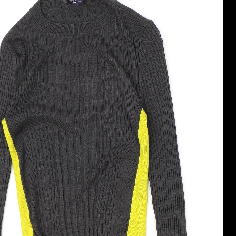 Marks and Spencer Womens Black Round Neck Viscose Pullover Jumper Size 6 - Ribbed