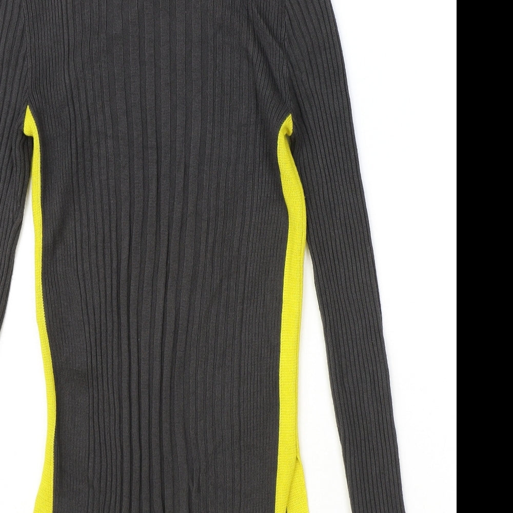 Marks and Spencer Womens Black Round Neck Viscose Pullover Jumper Size 6 - Ribbed