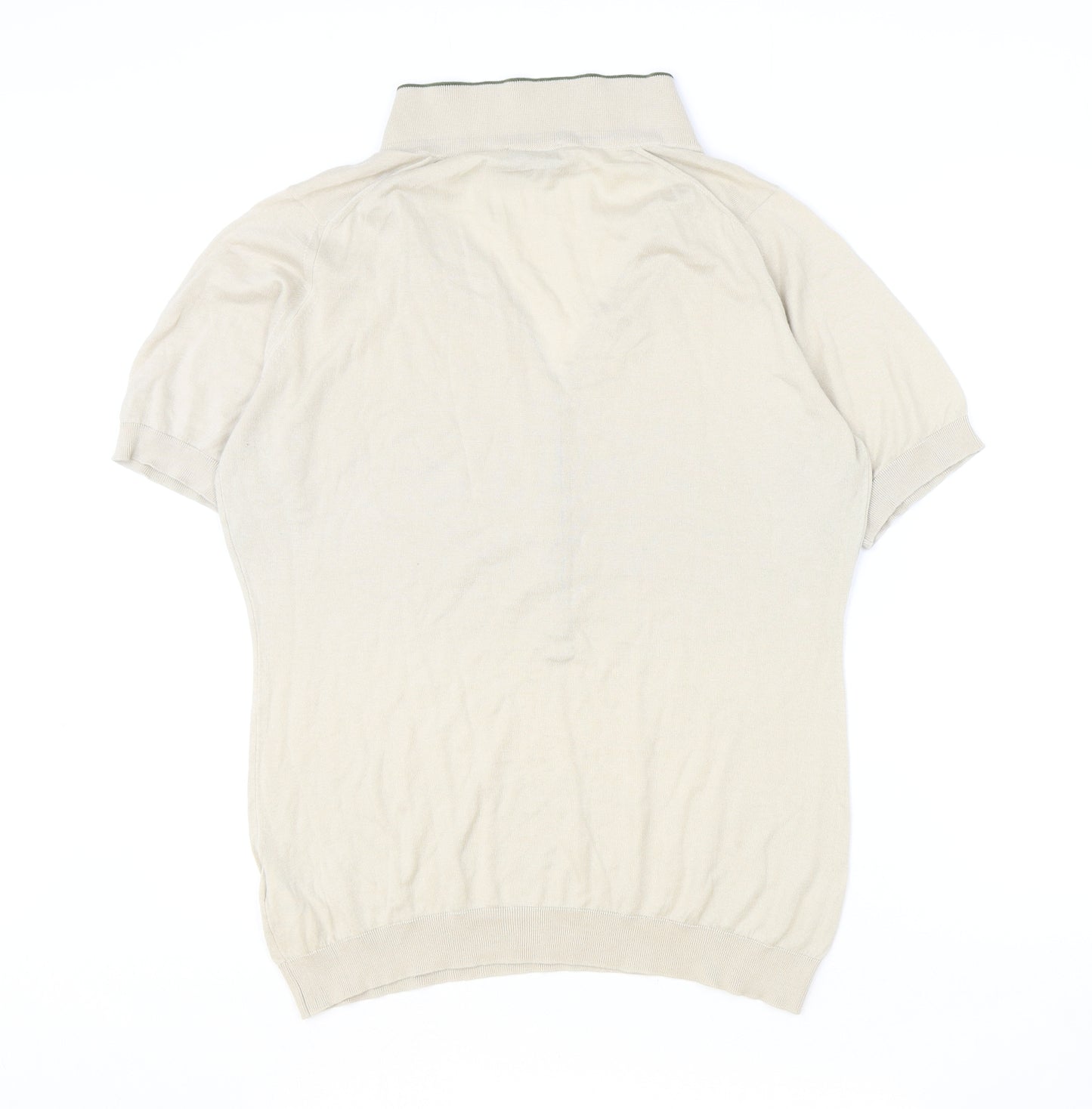John Smedley Womens Beige 100% Cotton Basic Polo Size L Collared