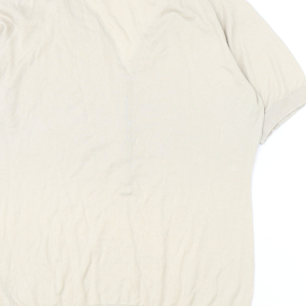 John Smedley Womens Beige 100% Cotton Basic Polo Size L Collared