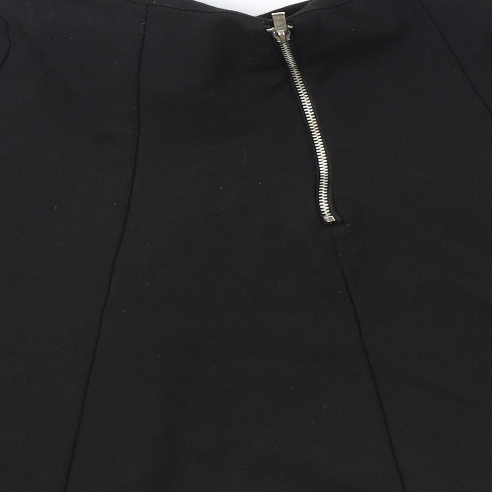 Primark Womens Black Polyester Skater Skirt Size 8 Zip