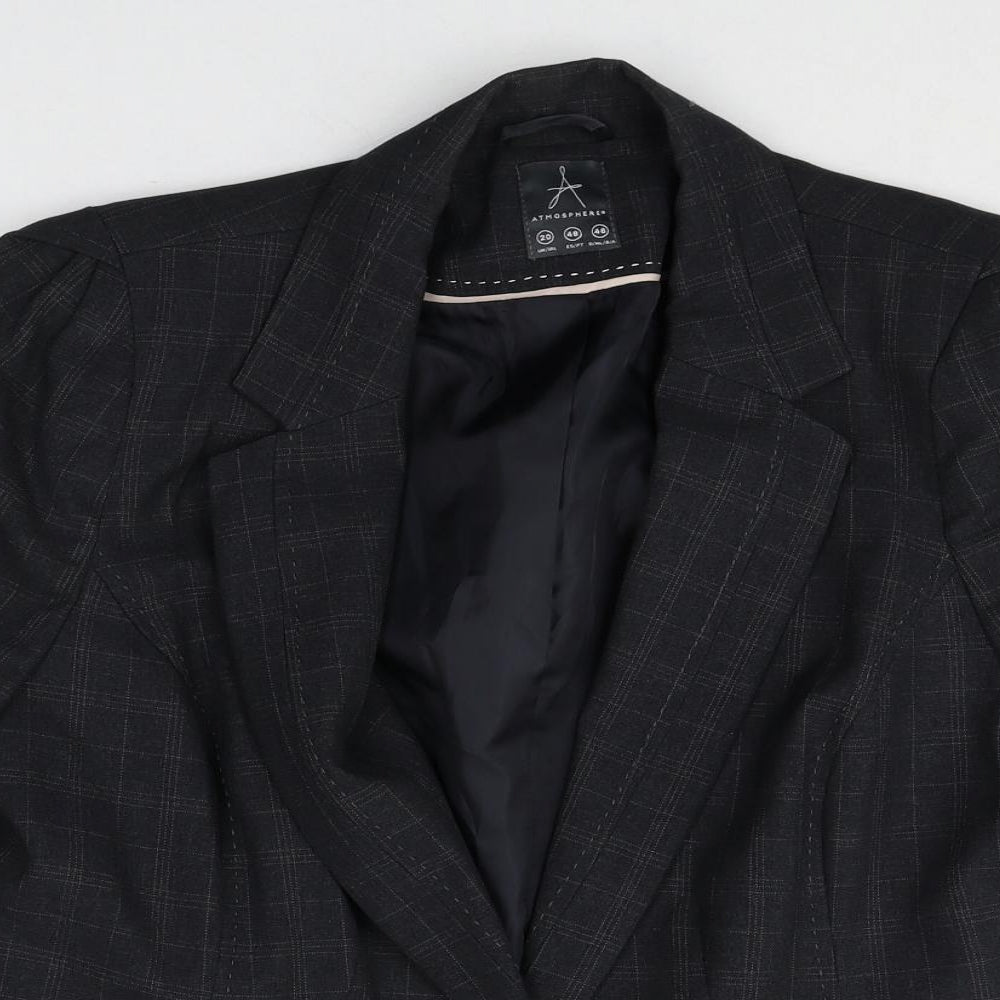 Atmosphere Womens Black Check Polyester Jacket Blazer Size 20