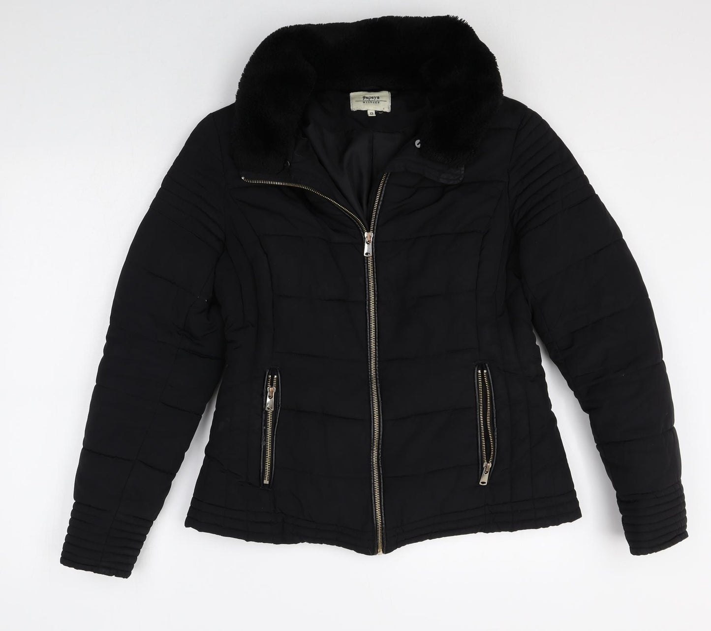 Papaya Womens Beige Puffer Jacket Coat Size 12 Zip