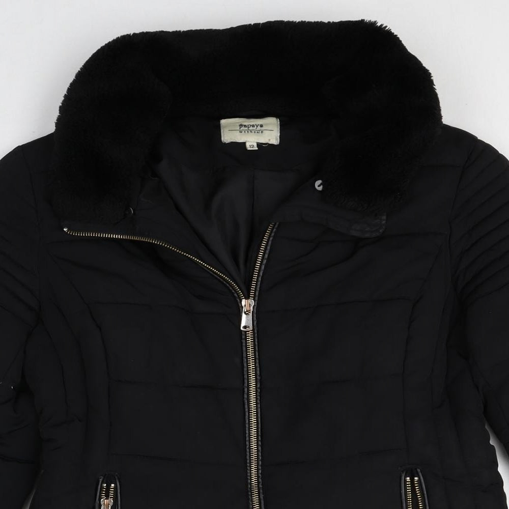 Papaya Womens Beige Puffer Jacket Coat Size 12 Zip