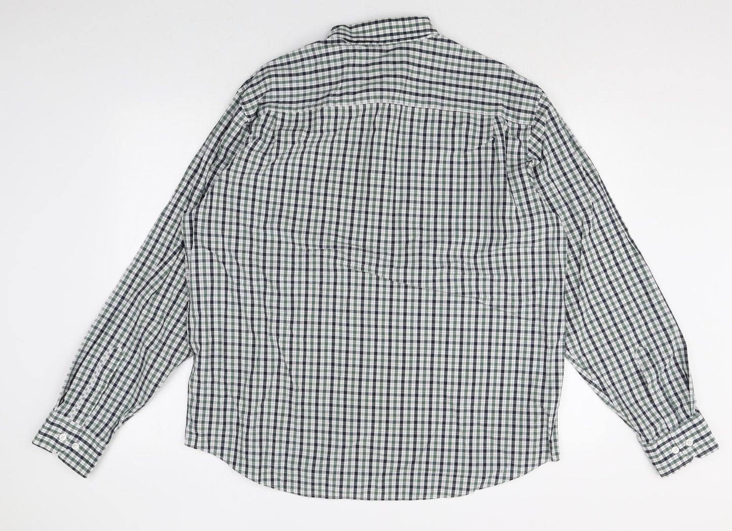 Marks and Spencer Mens Multicoloured Plaid Cotton Button-Up Size XL Collared Button