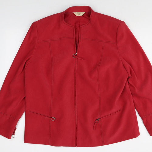 ELVI Womens Red Jacket Size 14 Zip