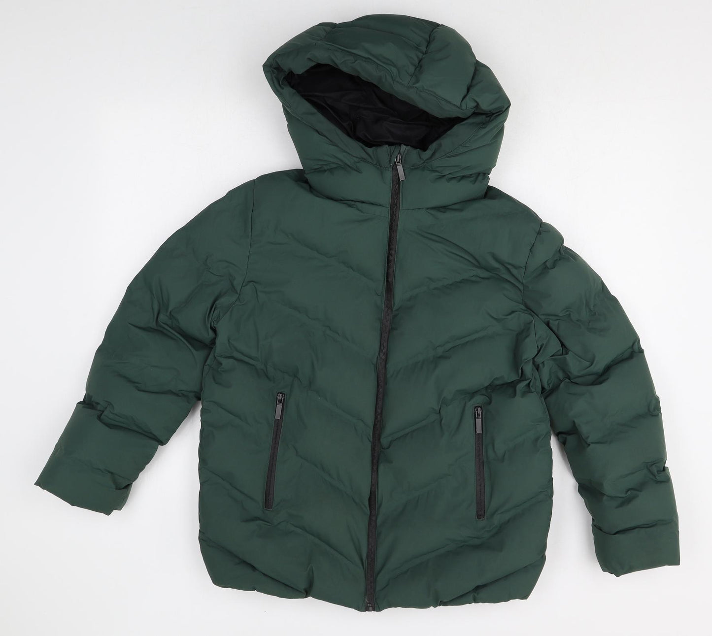 Zara Girls Green Puffer Jacket Jacket Size 11-12 Years Zip