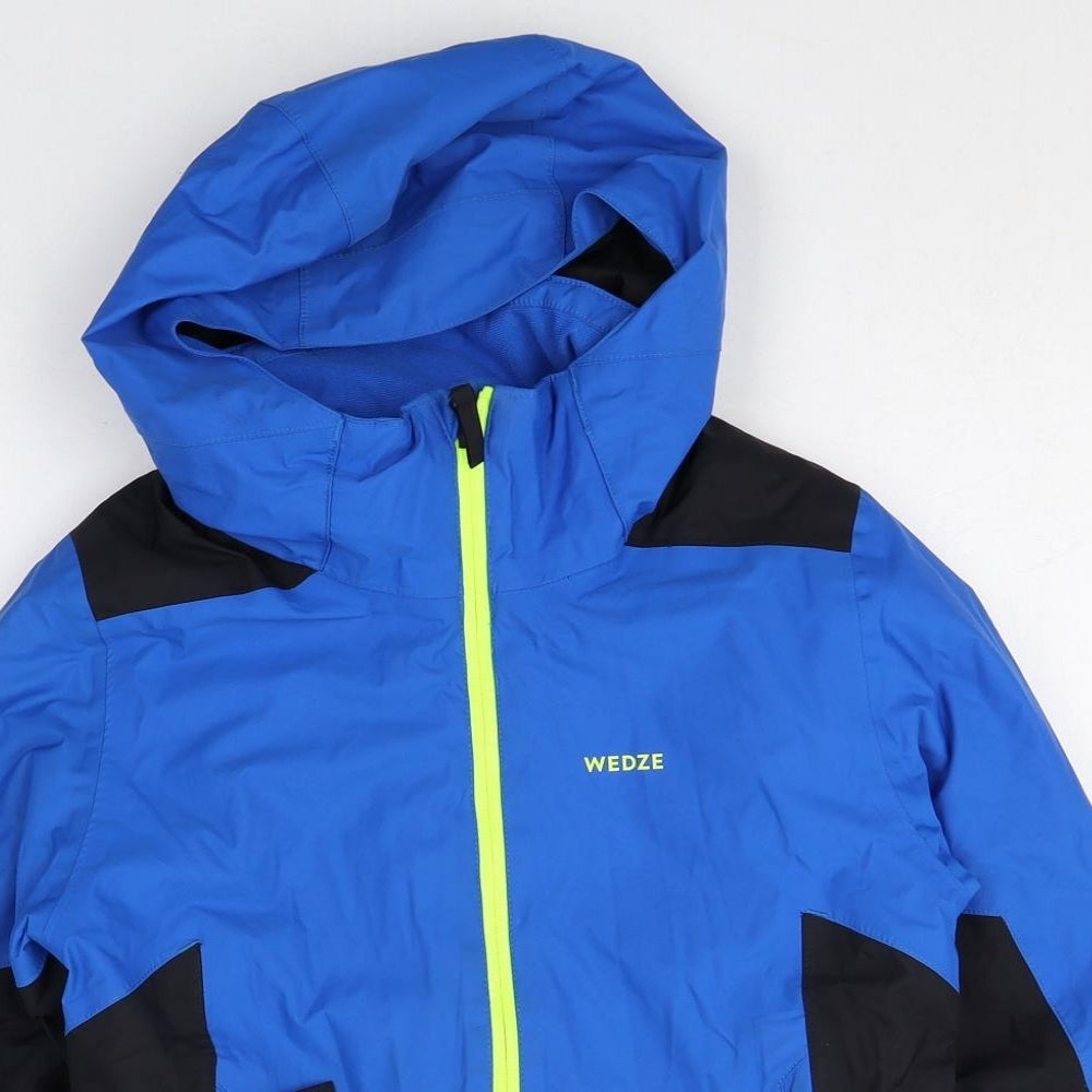 DECATHLON Boys Blue Colourblock Windbreaker Jacket Size 10 Years Zip