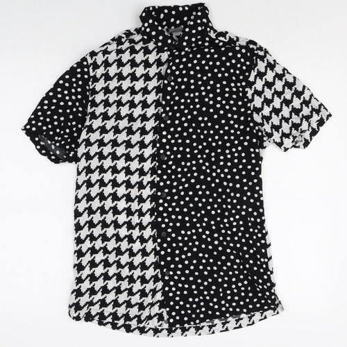 ASOS Womens Multicoloured Geometric Viscose Basic Button-Up Size S Collared