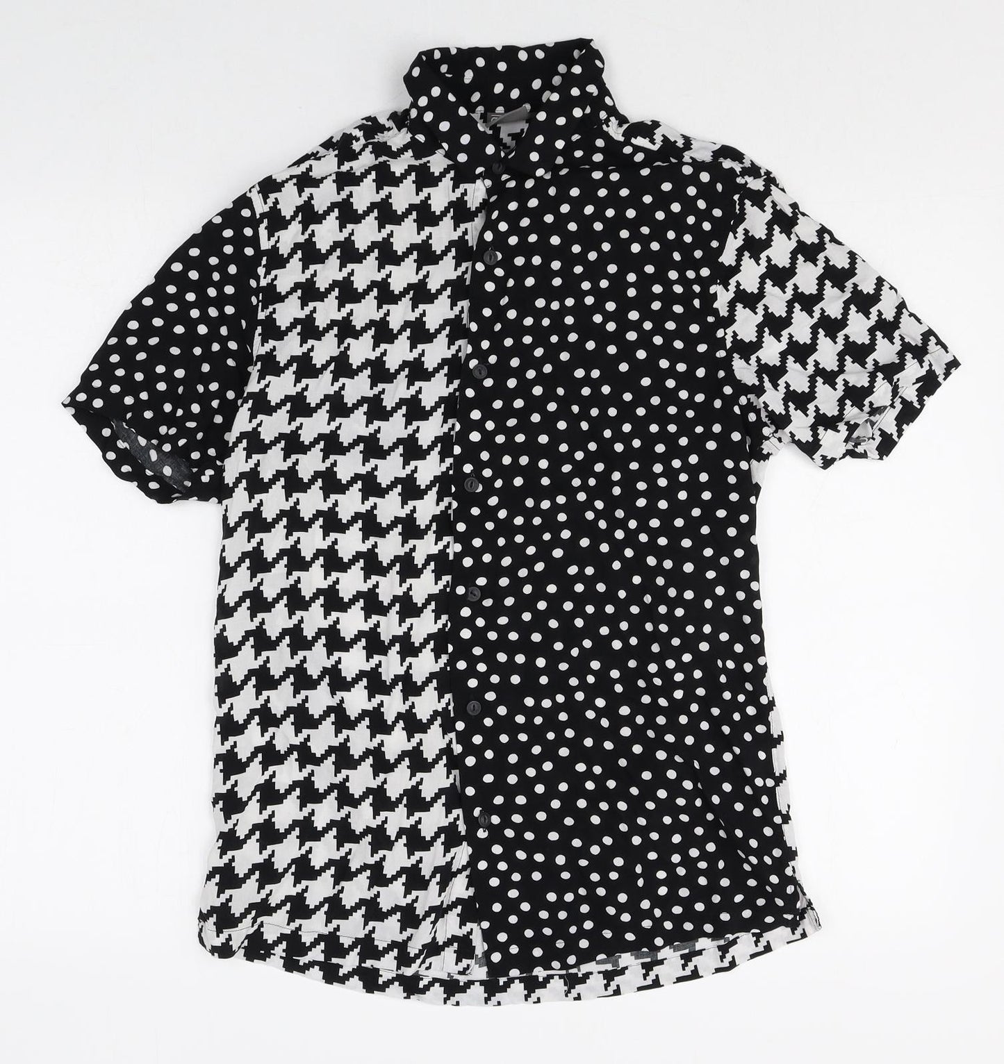 ASOS Womens Multicoloured Geometric Viscose Basic Button-Up Size S Collared