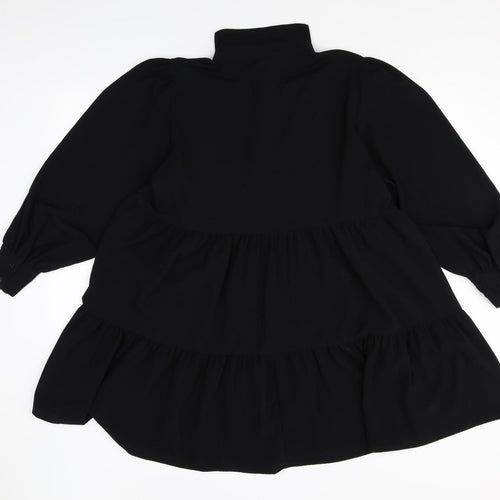 Monki Womens Black Polyester Shirt Dress Size M Collared Button