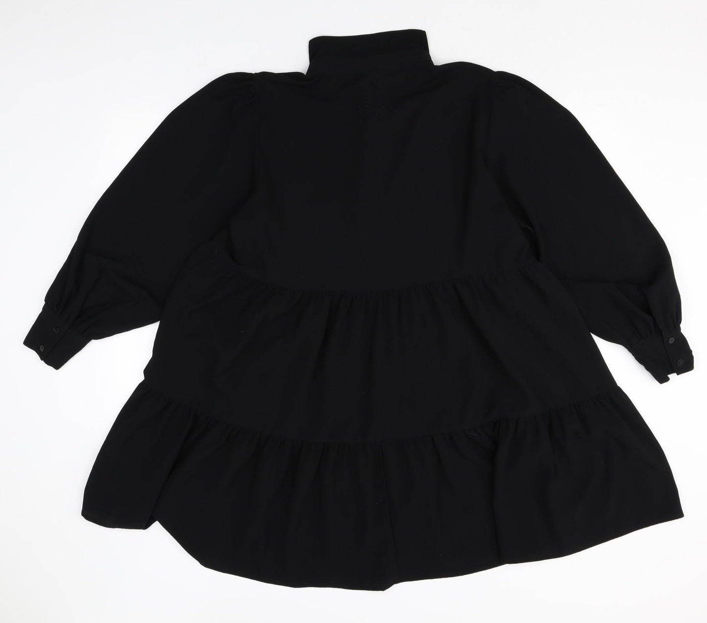 Monki Womens Black Polyester Shirt Dress Size M Collared Button