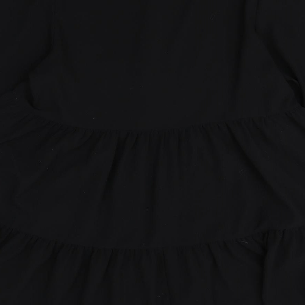 Monki Womens Black Polyester Shirt Dress Size M Collared Button