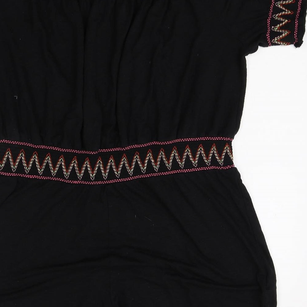 Matalan Womens Black Geometric Viscose Playsuit One-Piece Size 16 Pullover - Bardot
