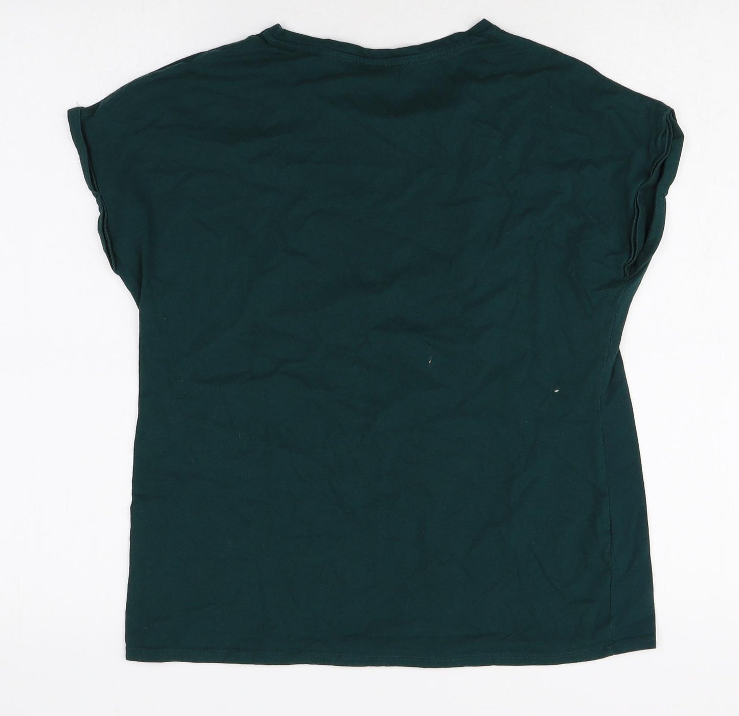 Papaya Womens Green Cotton Basic T-Shirt Size 12 Round Neck - Love Slogan