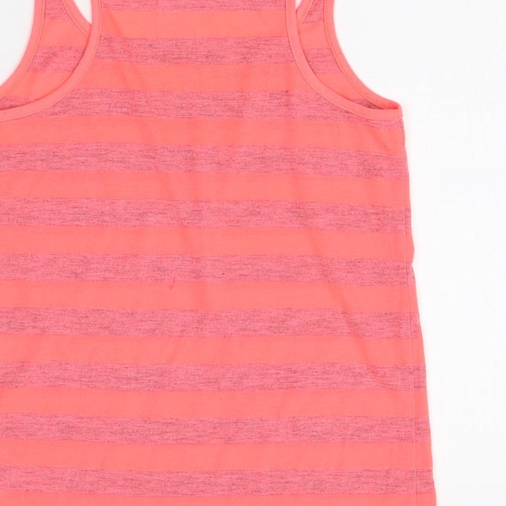 H&M Womens Pink Striped Polyester Basic Tank Size XS Scoop Neck