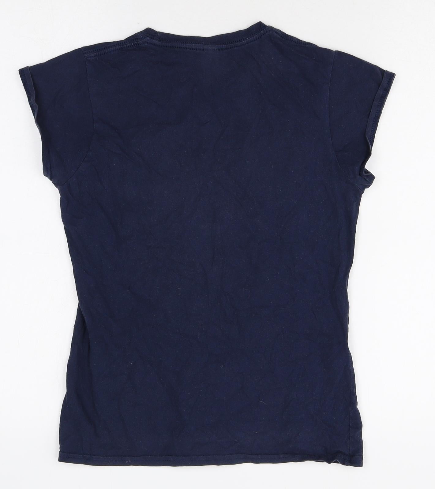 Gildan Womens Blue 100% Cotton Basic T-Shirt Size S Round Neck - Studio Ghibli