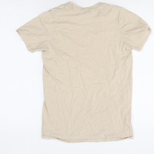 River Island Womens Ivory 100% Cotton Basic T-Shirt Size 8 Round Neck - Flower