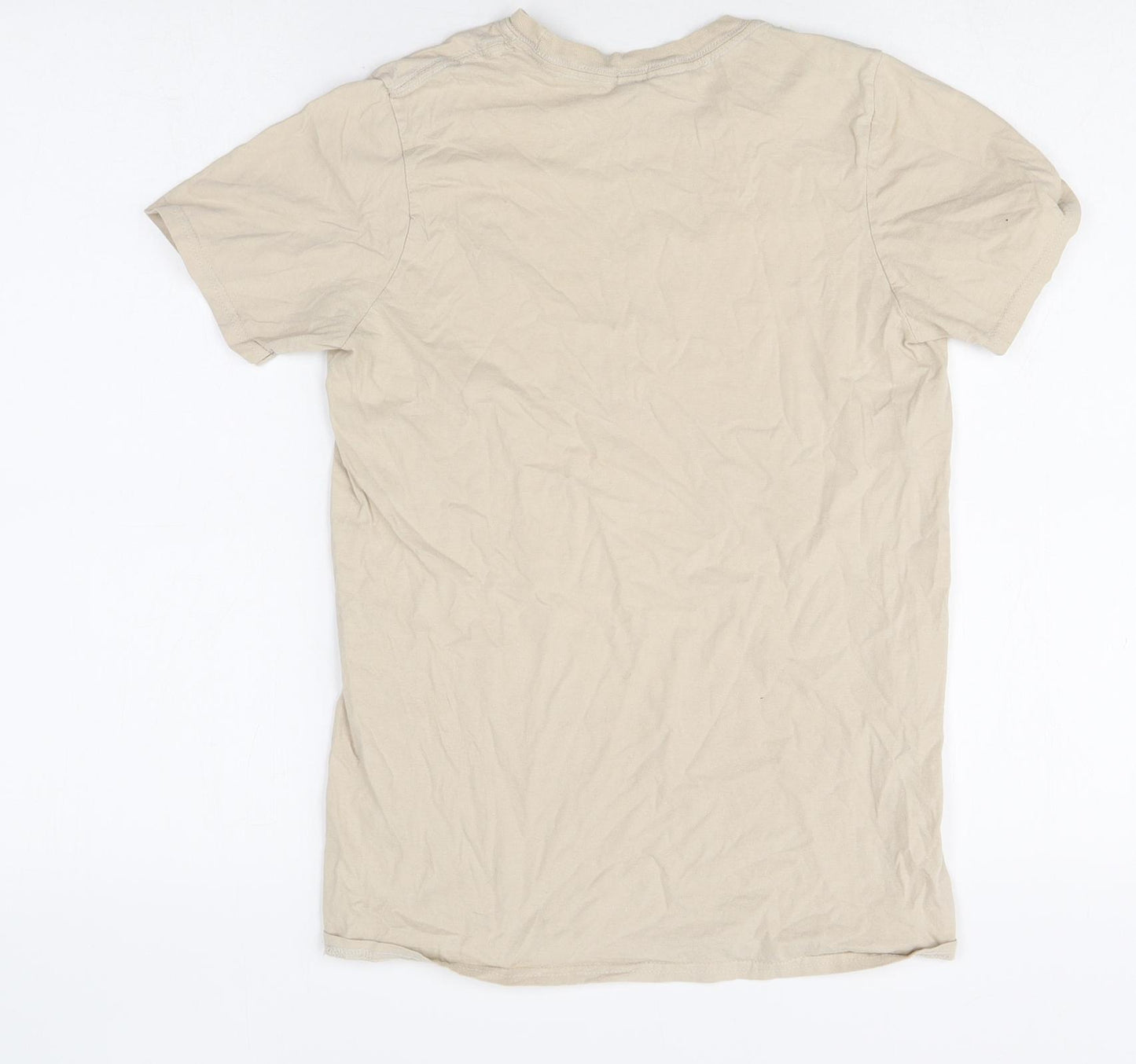 River Island Womens Ivory 100% Cotton Basic T-Shirt Size 8 Round Neck - Flower