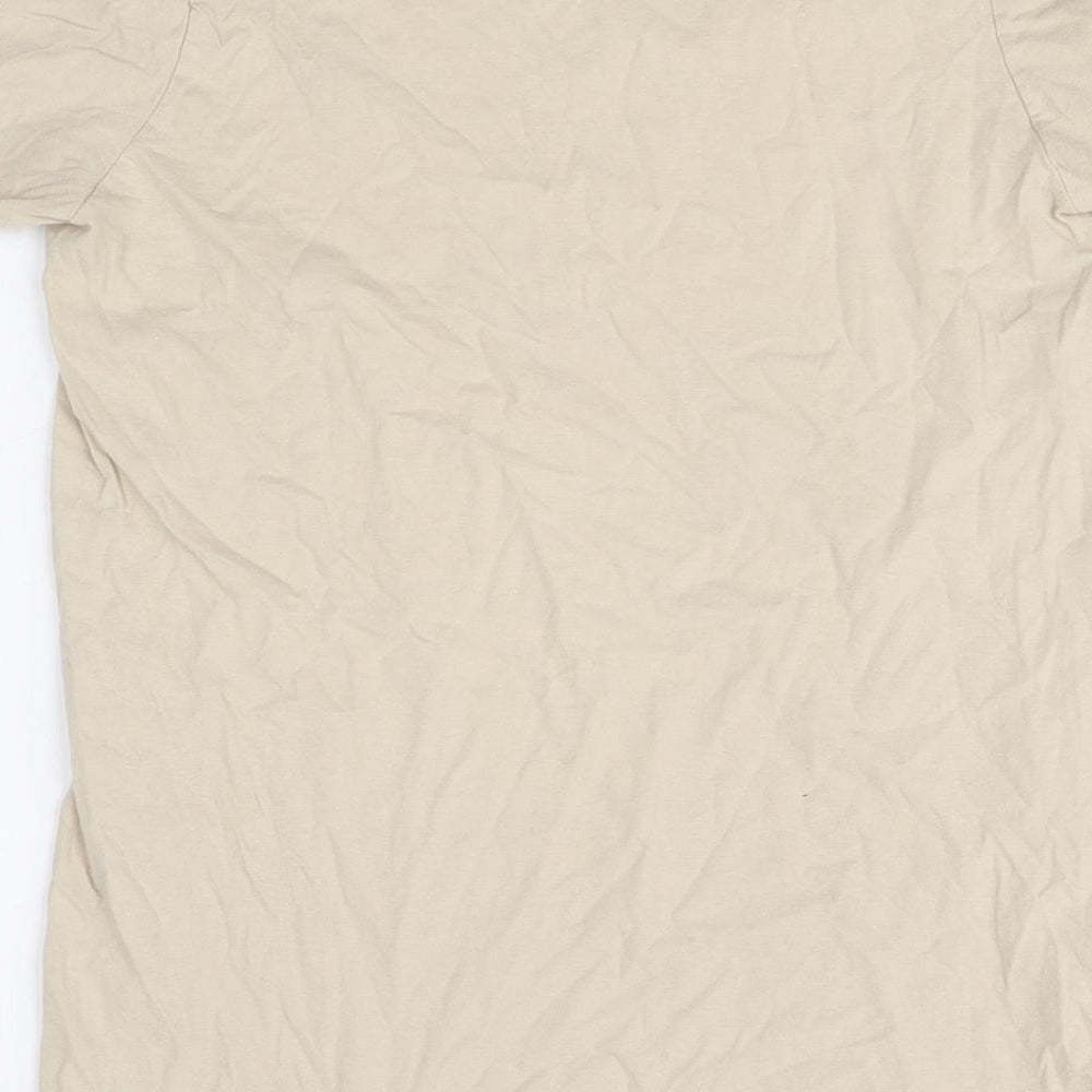 River Island Womens Ivory 100% Cotton Basic T-Shirt Size 8 Round Neck - Flower