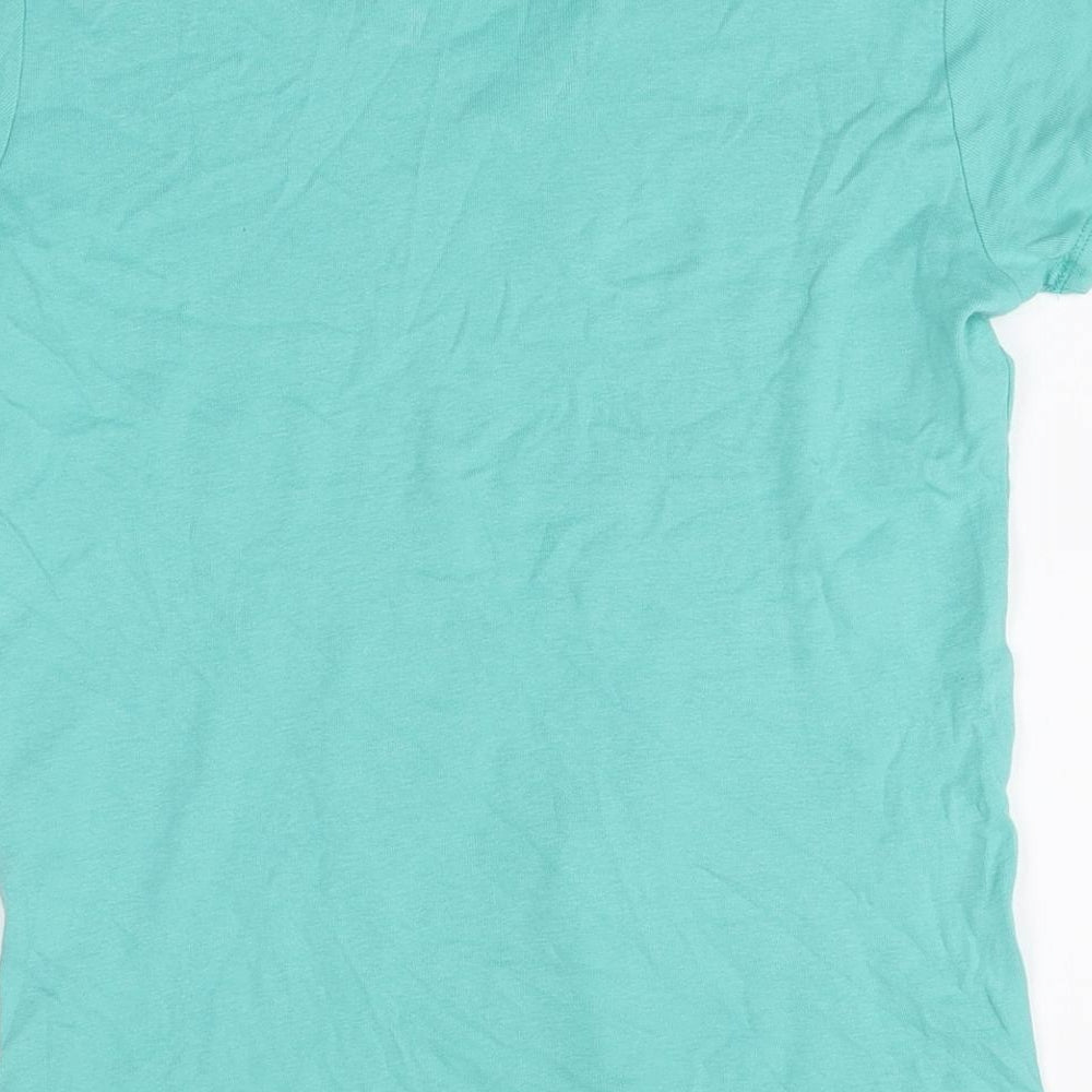 Maine Womens Blue 100% Cotton Basic T-Shirt Size 10 V-Neck