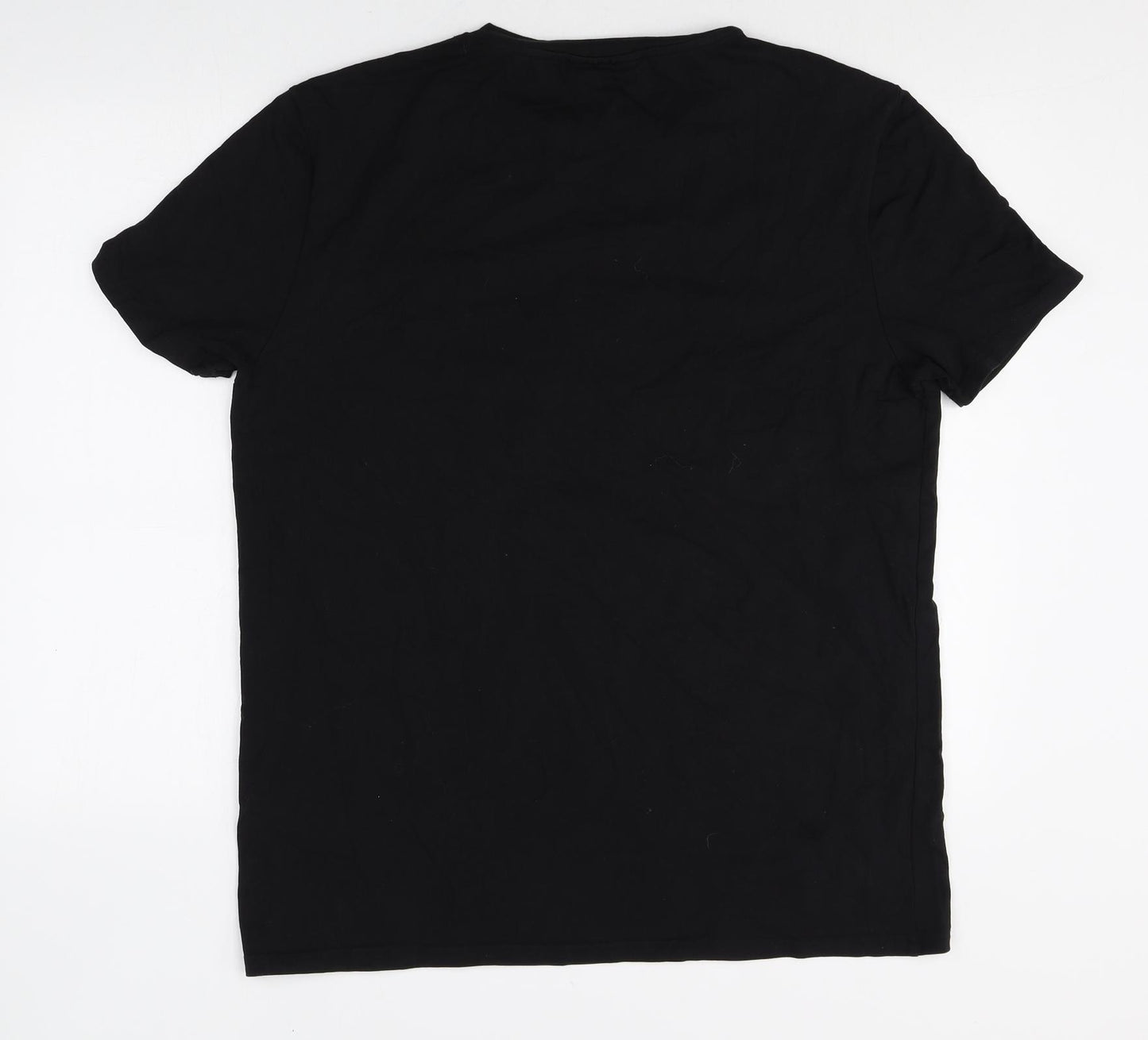 alphalab Mens Black Cotton T-Shirt Size XL Round Neck