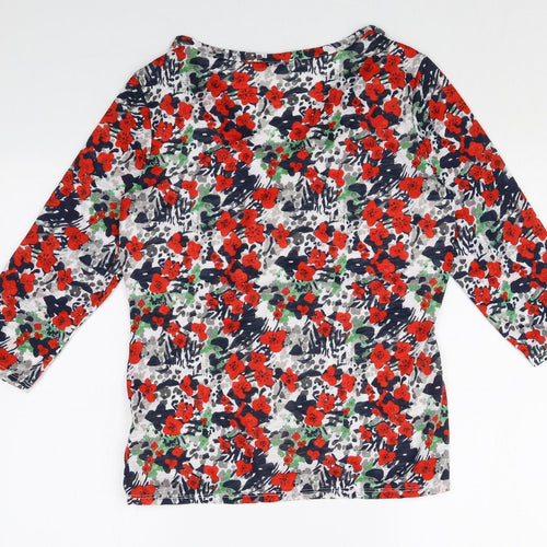 Pre Una Womens Multicoloured Floral Polyester Basic T-Shirt Size 14 V-Neck