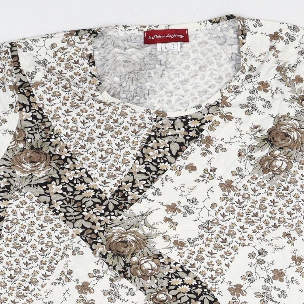 La Maison du Jersey Womens Multicoloured Floral Viscose Basic T-Shirt Size 24 Round Neck