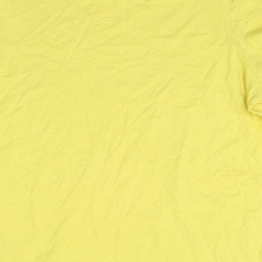Marks and Spencer Womens Yellow 100% Cotton Basic T-Shirt Size 14 Round Neck