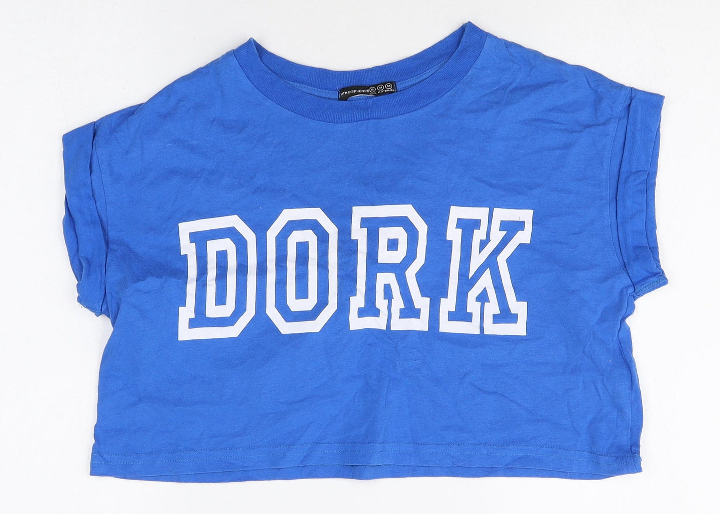 Atmosphere Womens Blue 100% Cotton Basic T-Shirt Size M Round Neck - Dork