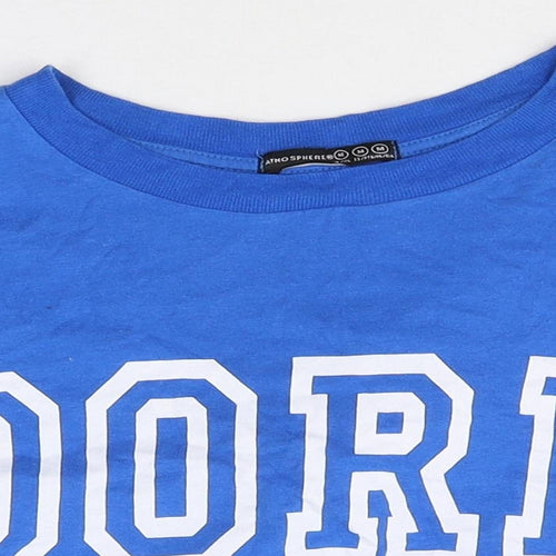 Atmosphere Womens Blue 100% Cotton Basic T-Shirt Size M Round Neck - Dork