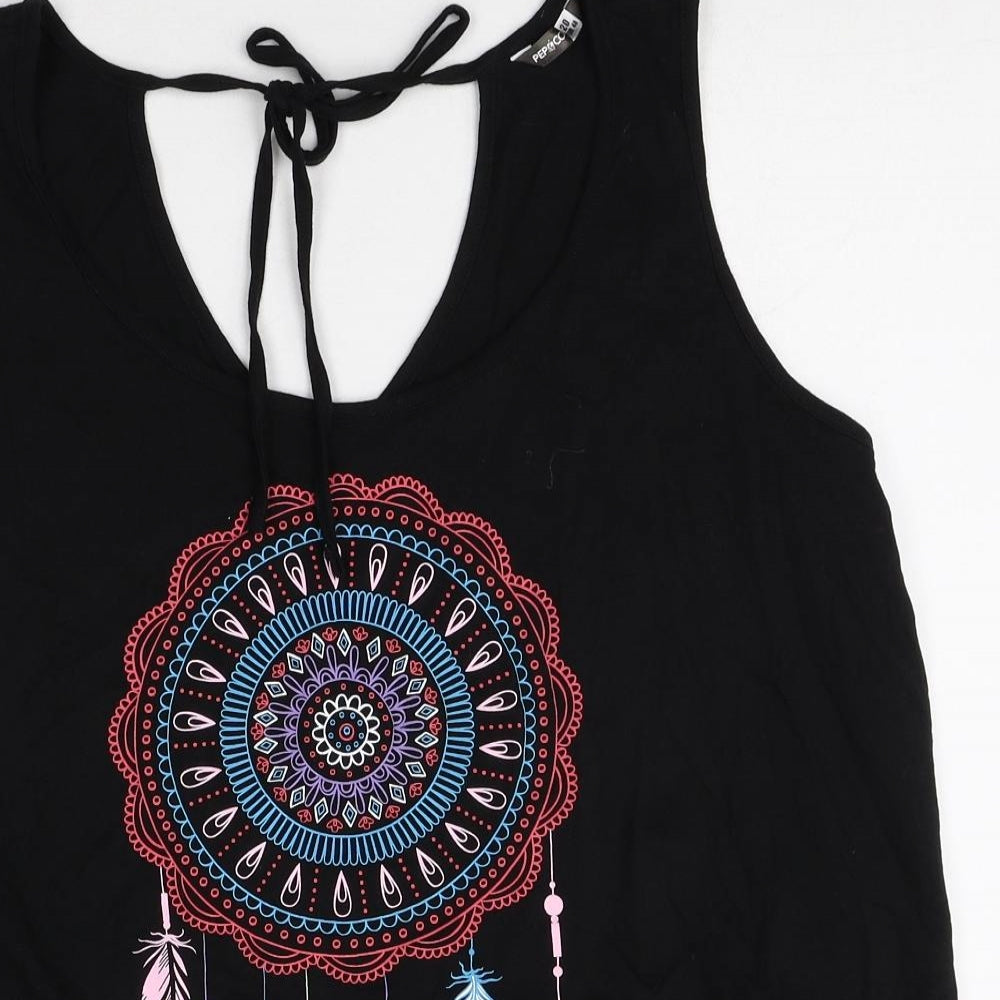 Pep&co Womens Black 100% Cotton Basic Tank Size 20 V-Neck - Dream Catcher
