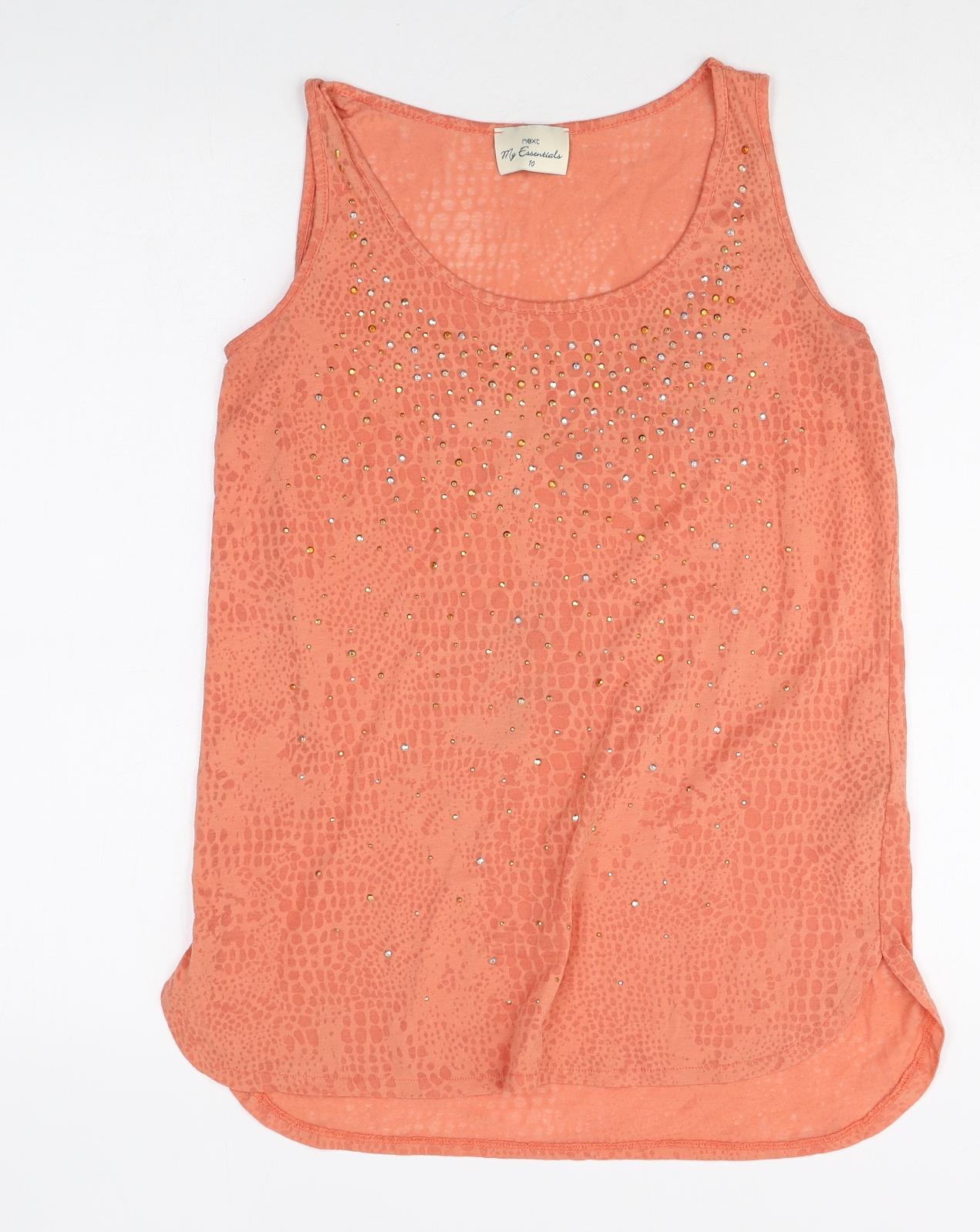 NEXT Womens Pink Animal Print Polyester Basic Tank Size 10 Scoop Neck - Snake Print