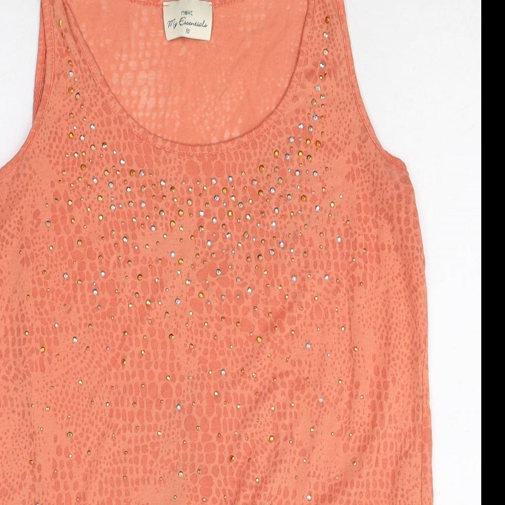 NEXT Womens Pink Animal Print Polyester Basic Tank Size 10 Scoop Neck - Snake Print