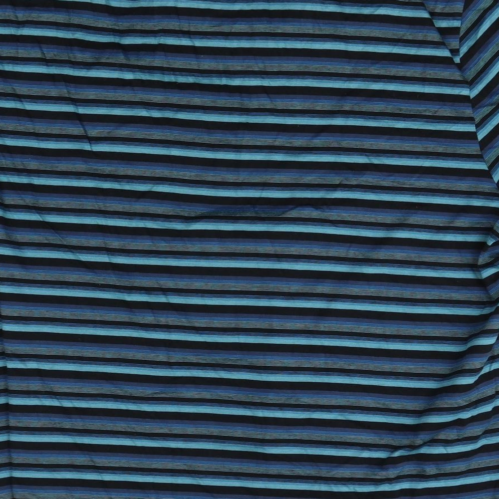 Marks and Spencer Mens Blue Striped Cotton Polo Size 2XL Collared Button