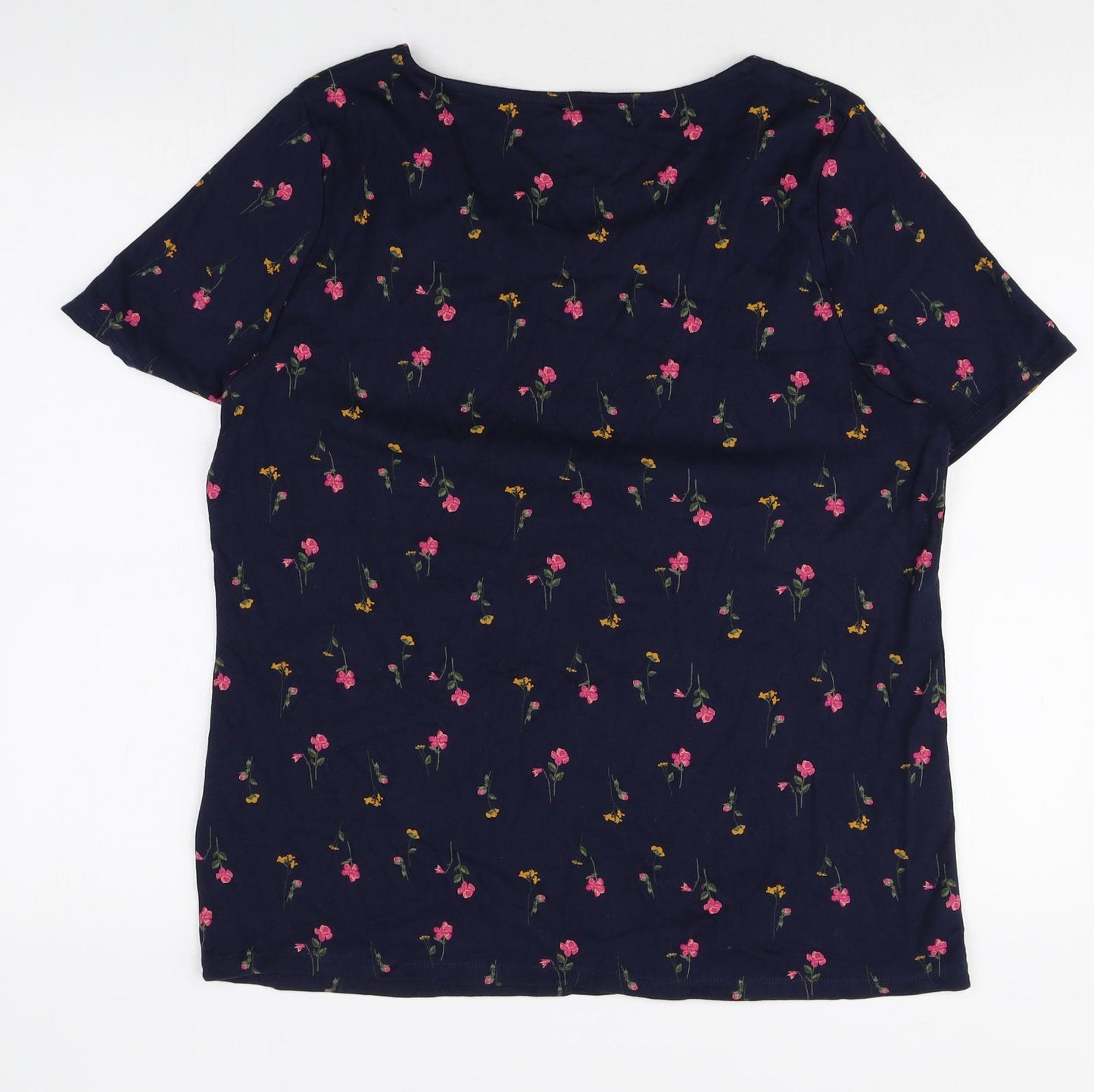 BHS Womens Multicoloured Floral 100% Cotton Basic T-Shirt Size 20 Scoop Neck