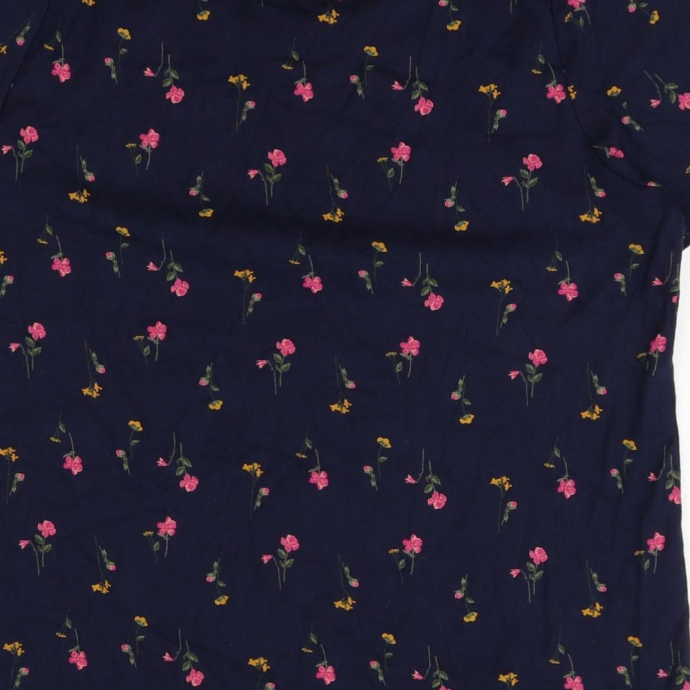 BHS Womens Multicoloured Floral 100% Cotton Basic T-Shirt Size 20 Scoop Neck