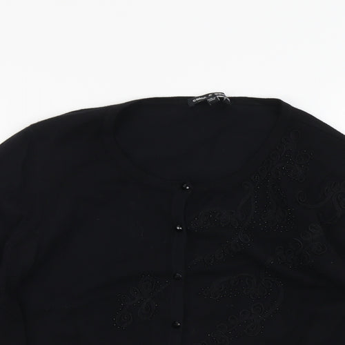 Cable & Gauge Womens Black Round Neck Viscose Cardigan Jumper Size S