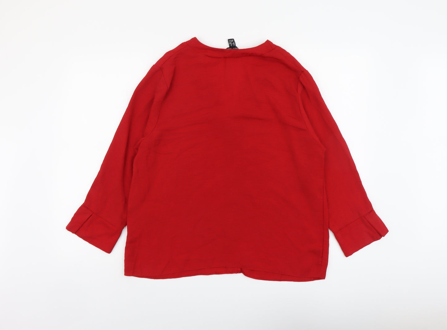 New Look Womens Red Polyester Basic Blouse Size 16 V-Neck
