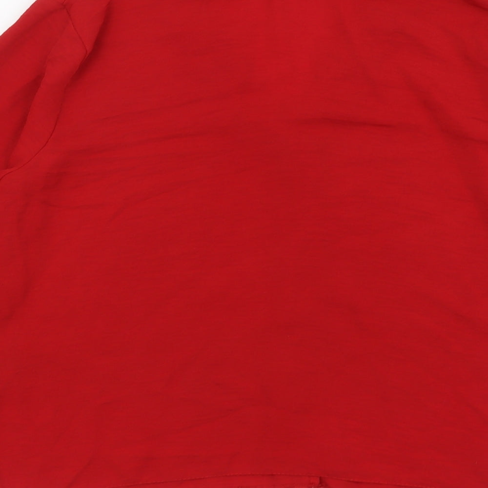 New Look Womens Red Polyester Basic Blouse Size 16 V-Neck