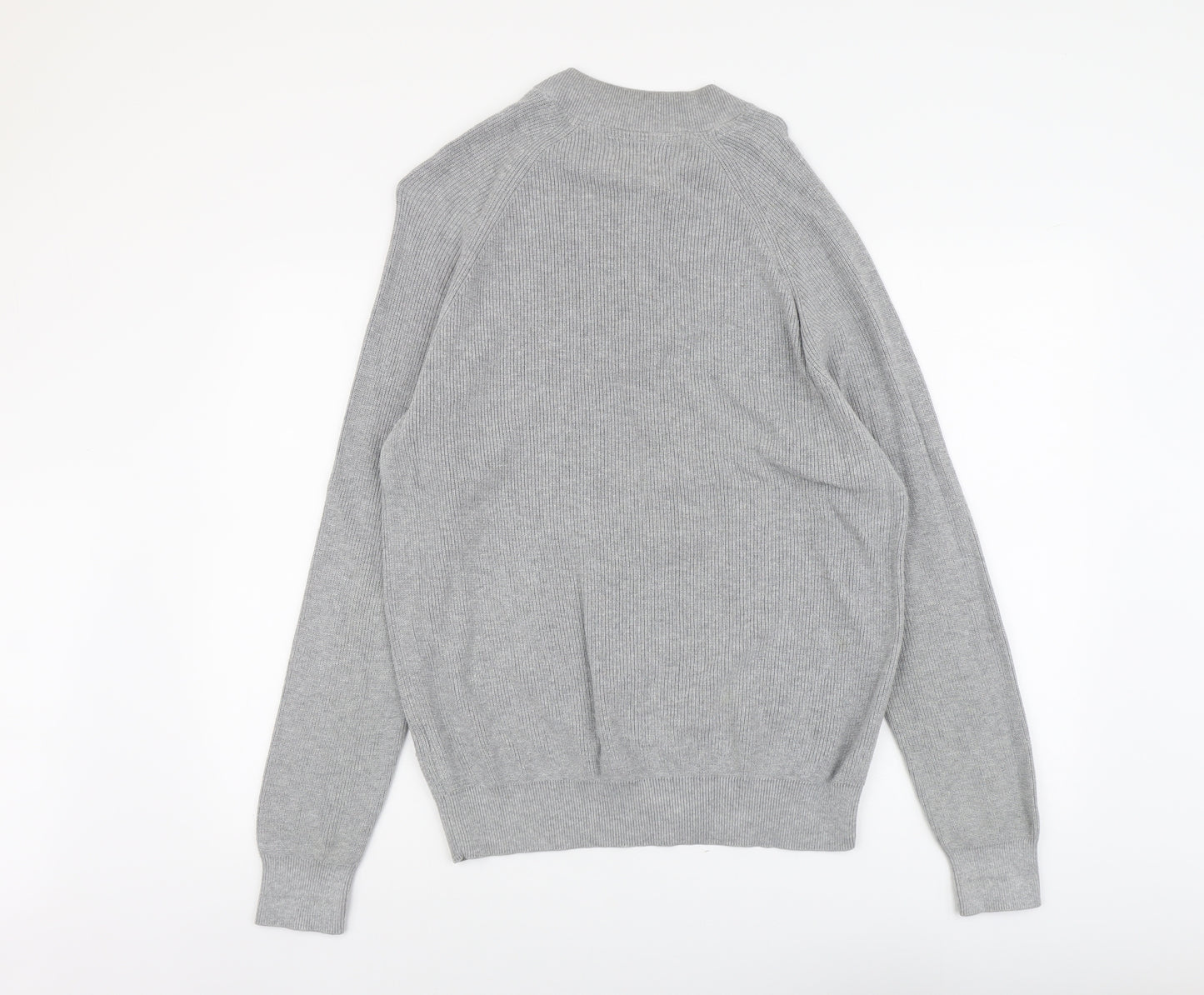 Marks and Spencer Mens Grey Round Neck Acrylic Pullover Jumper Size M Long Sleeve