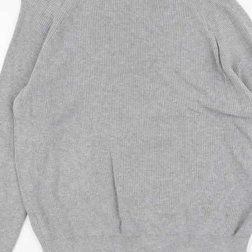 Marks and Spencer Mens Grey Round Neck Acrylic Pullover Jumper Size M Long Sleeve