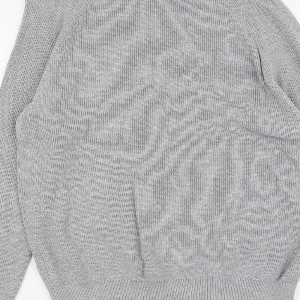 Marks and Spencer Mens Grey Round Neck Acrylic Pullover Jumper Size M Long Sleeve