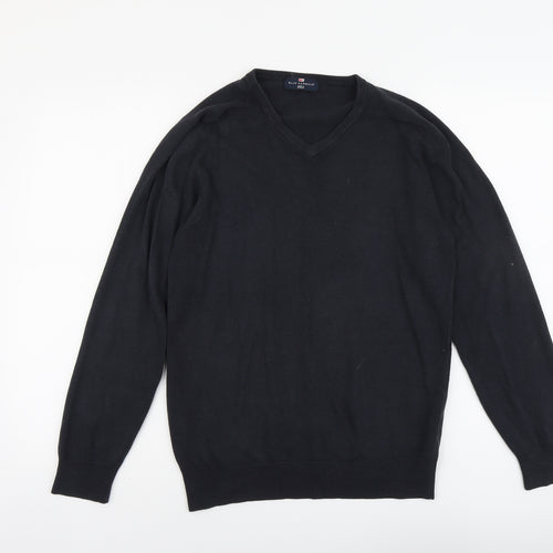 Blue Harbour Mens Beige V-Neck Acrylic Pullover Jumper Size S Long Sleeve