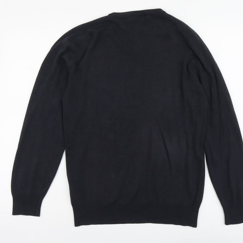 Blue Harbour Mens Beige V-Neck Acrylic Pullover Jumper Size S Long Sleeve